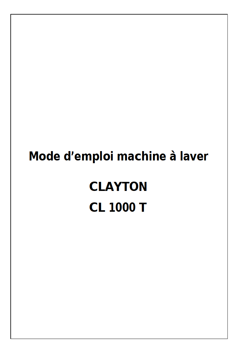 Image de la première page du manuel de l'appareil CL1000T