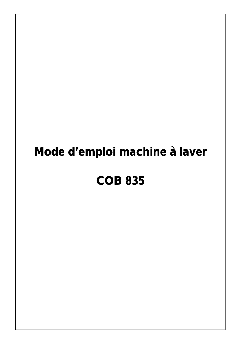 Page 1 de la notice Manuel utilisateur Cobal COB835