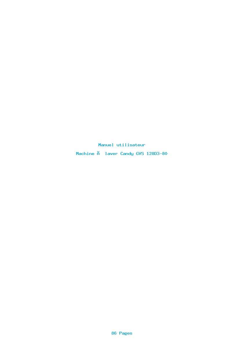 Page 1 de la notice Manuel utilisateur Candy GVS 128D3-80