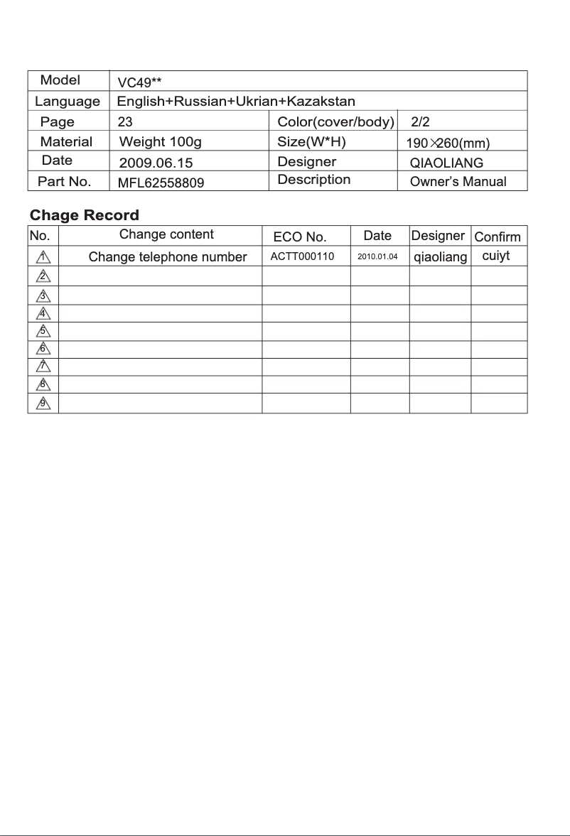Página 1 del manual Manual de usuario LG V-K70167N