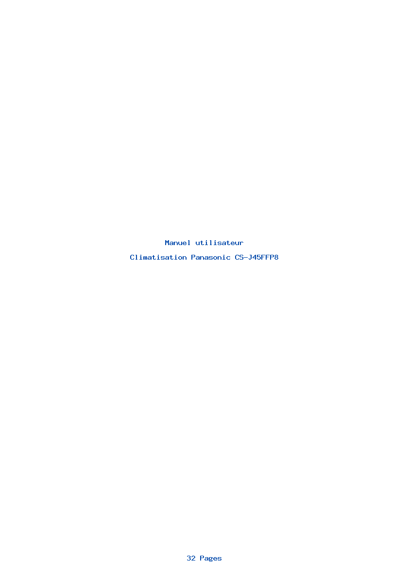 Page 1 de la notice Manuel utilisateur Panasonic CS-J45FFP8