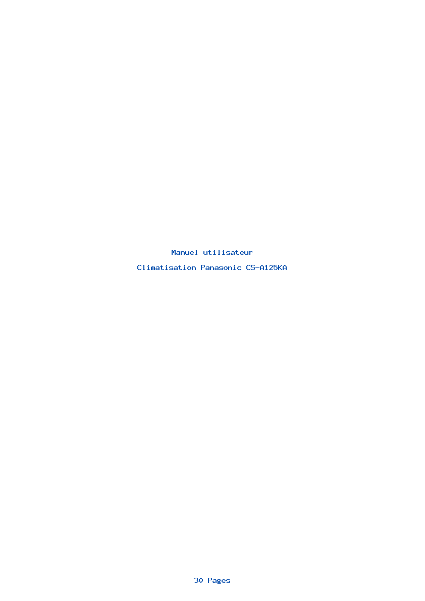 Page 1 de la notice Manuel utilisateur Panasonic CS-A125KA