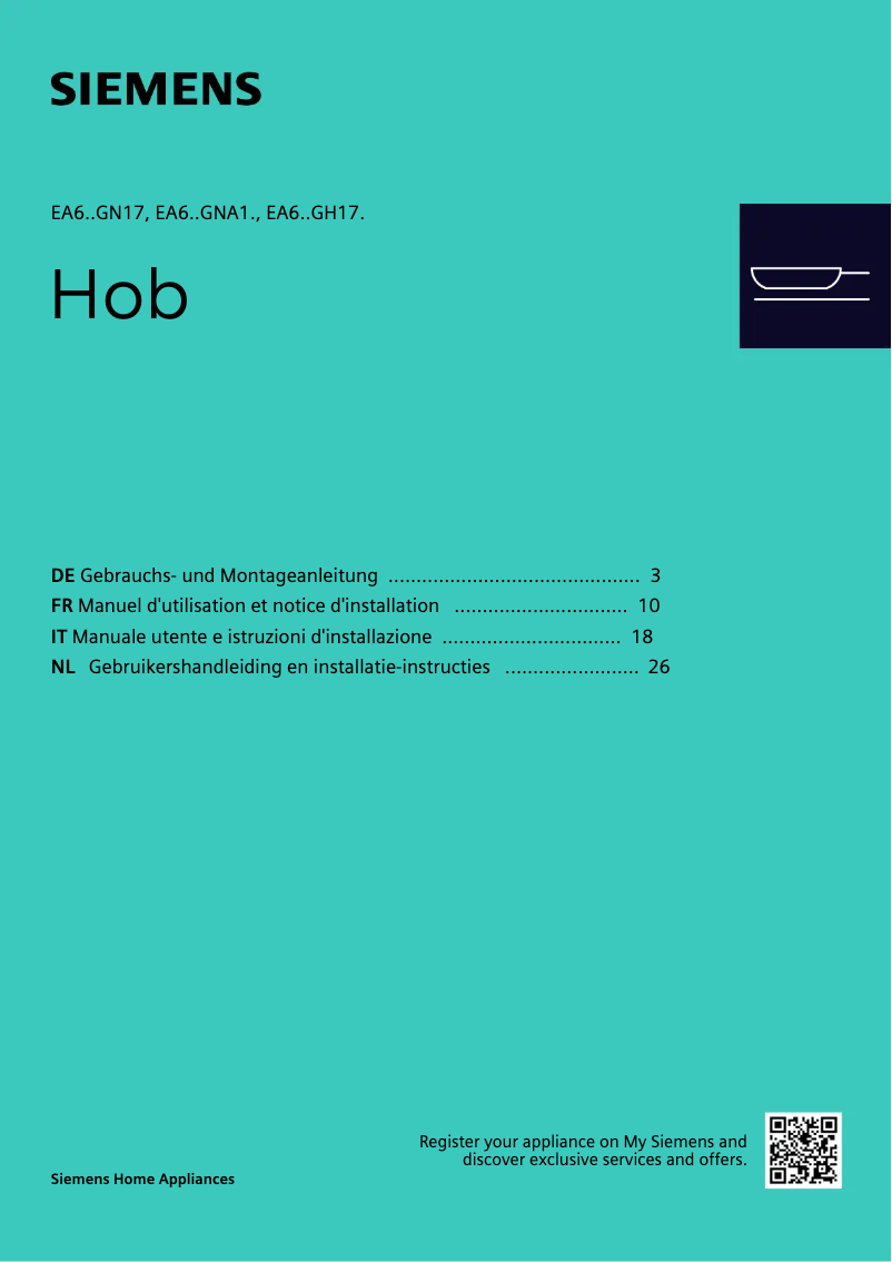 Page 1 de la notice Manuel utilisateur Siemens EQ211KA0BZ