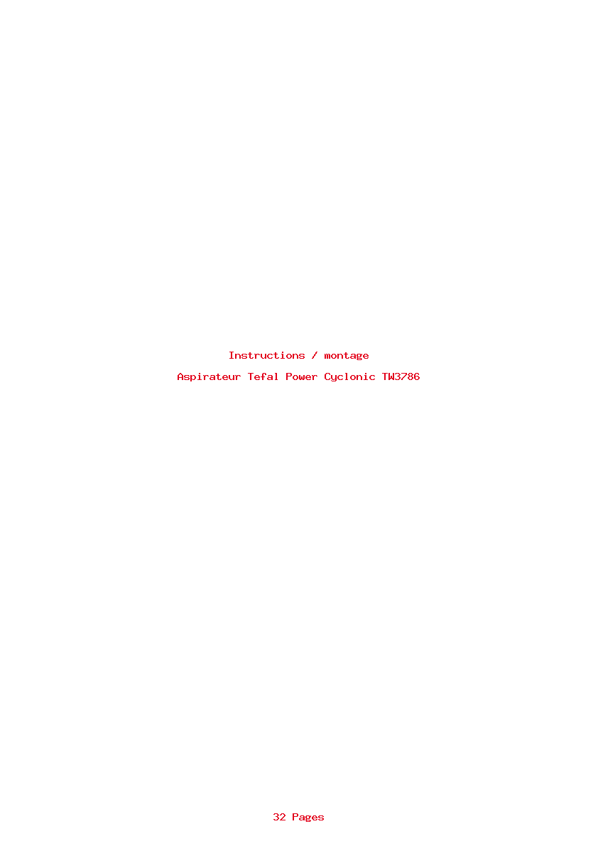 Page 1 de la notice Instructions / montage Tefal Power Cyclonic TW3786