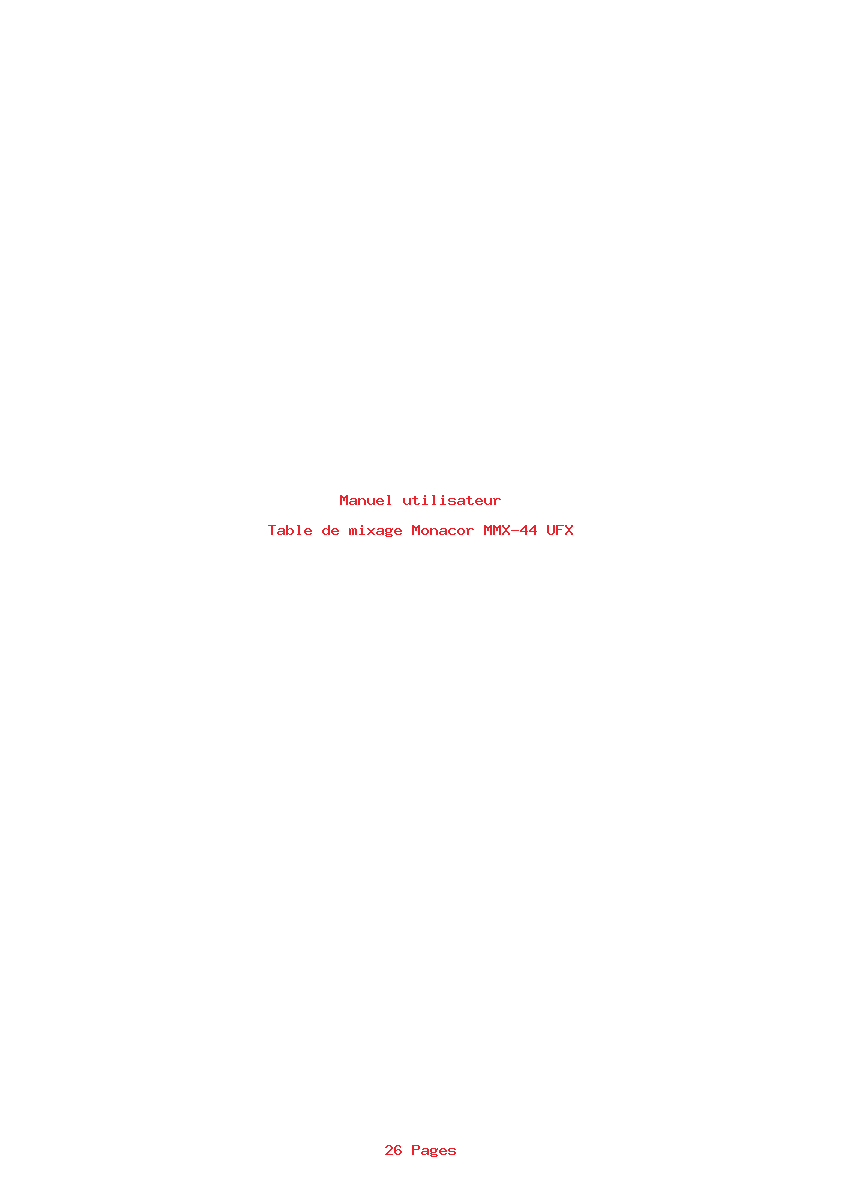 Page 1 de la notice Manuel utilisateur Monacor MMX-44 UFX