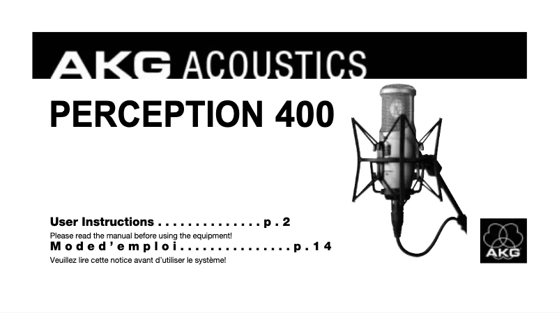 Page 1 de la notice Manuel utilisateur AKG Perception 400