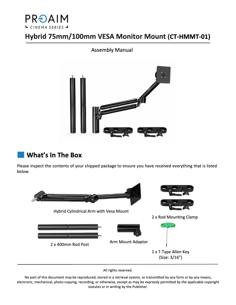 Page 1 de la notice Manuel utilisateur Proaim CT-HMMT-01
