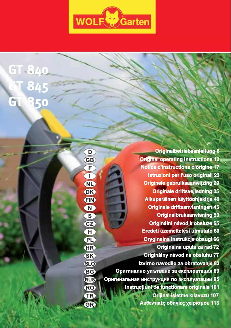 Page 1 de la notice Manuel utilisateur Wolf Garten GT 850