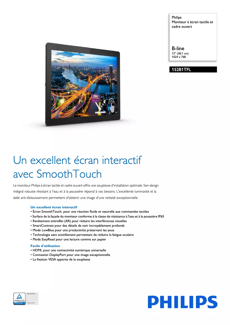 Page n°1 - Fiche technique Philips B Line 152B1TFL