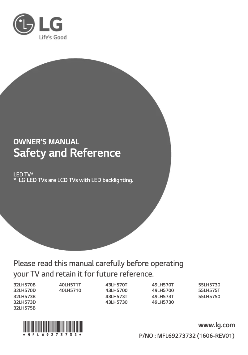 Page 1 of the manual User Manual LG 55LH5730
