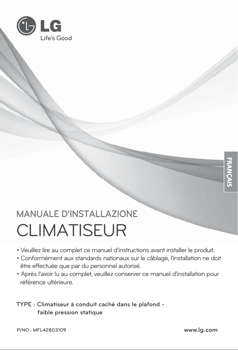 Page 1 de la notice Guide d'installation LG ARNU15GB1G2