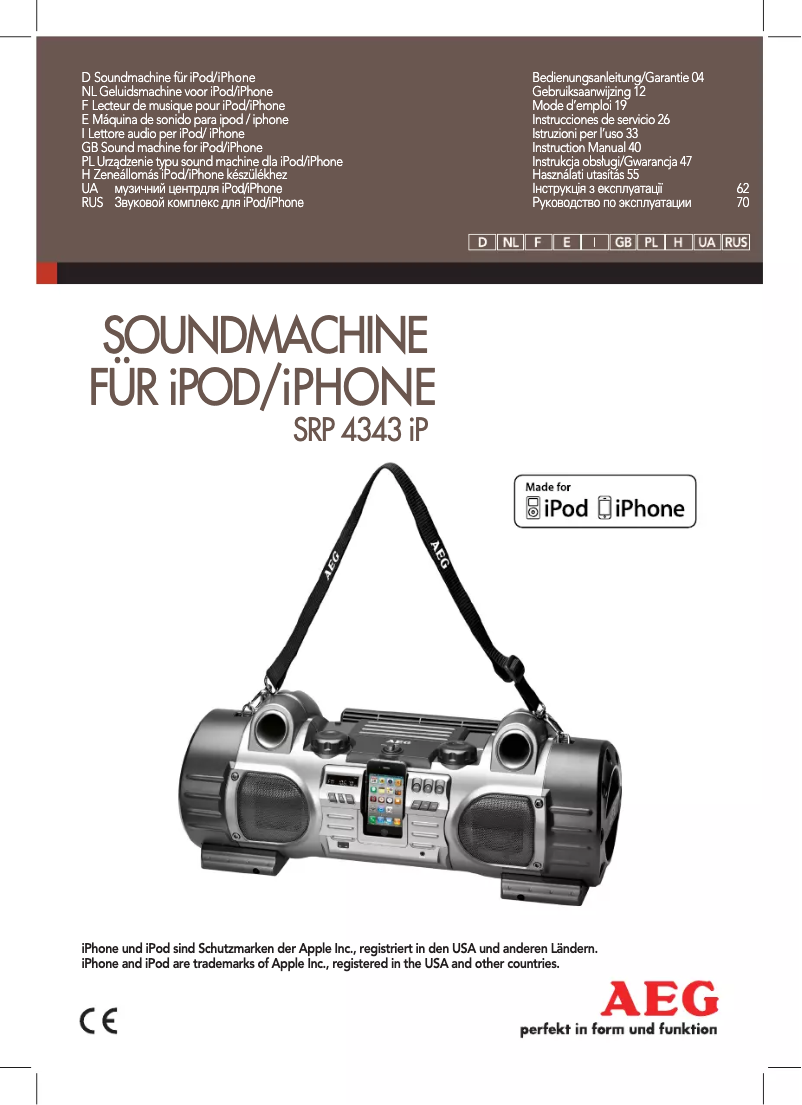 Page 1 de la notice Manuel utilisateur AEG SRP 4343