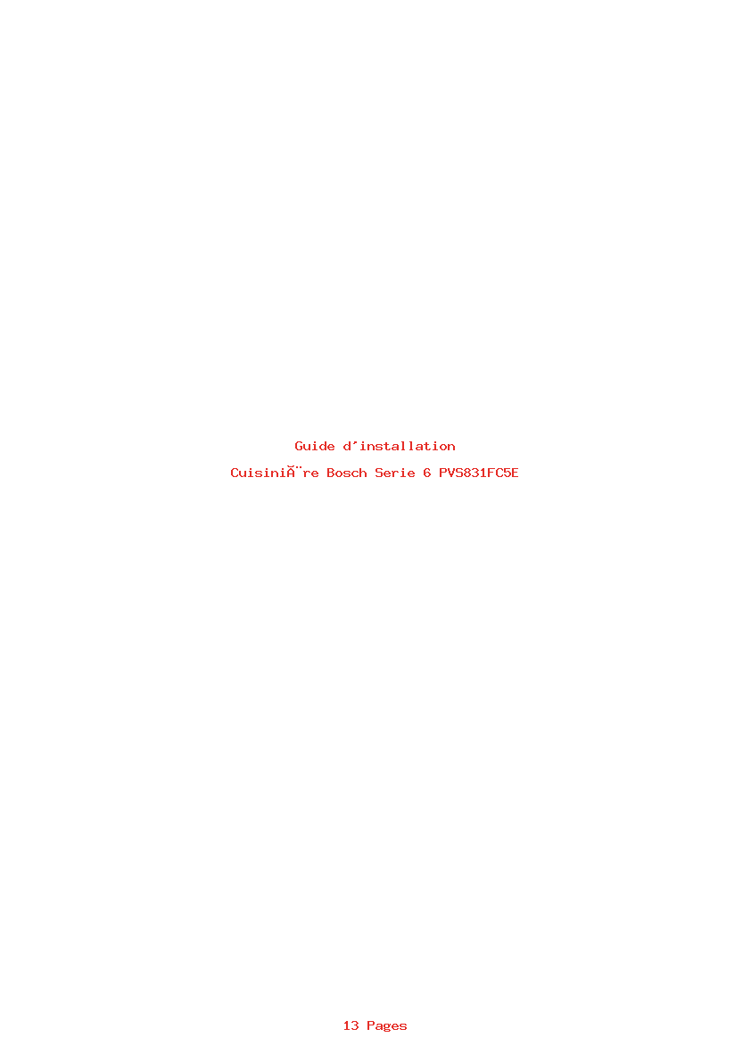 Page 1 de la notice Guide d'installation Bosch Serie 6 PVS831FC5E