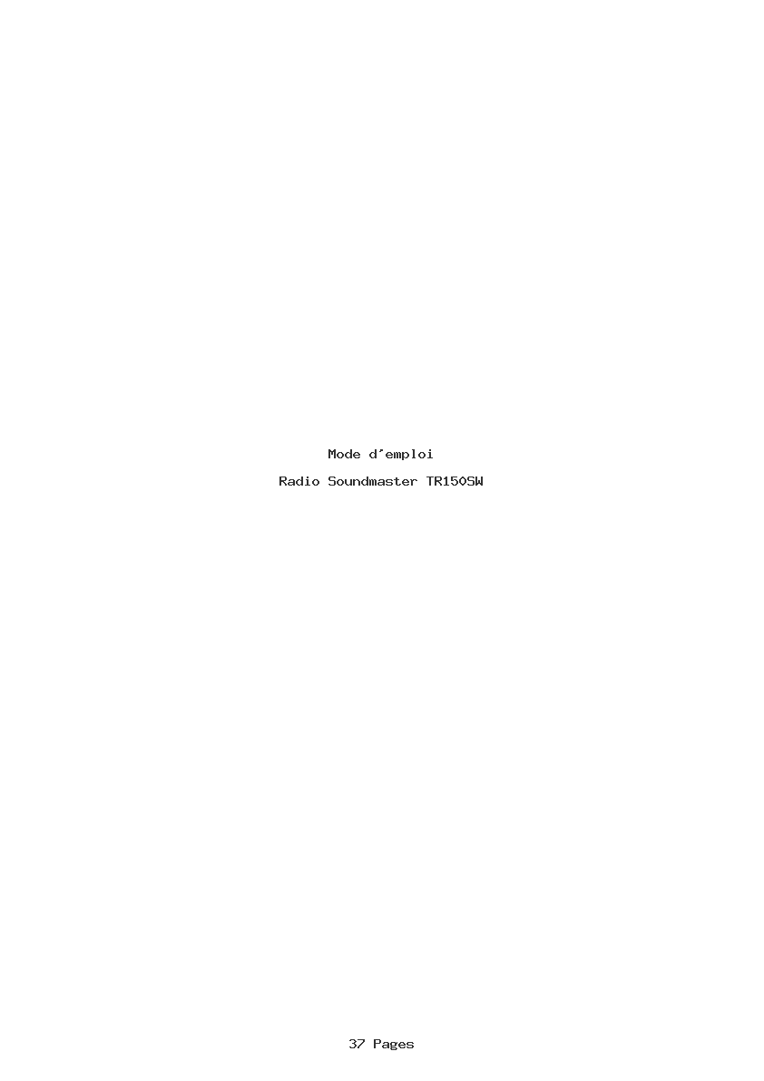 Page 1 de la notice Mode d'emploi Soundmaster TR150SW
