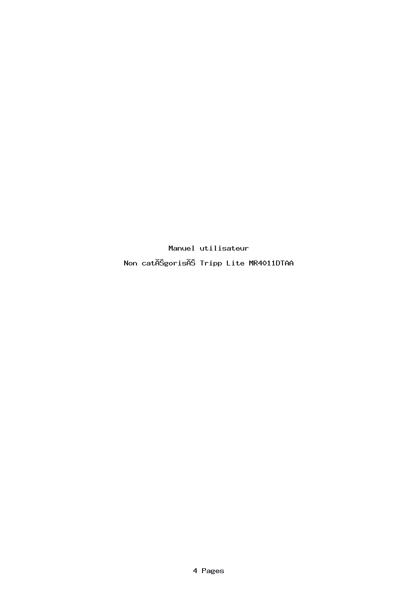 Page 1 de la notice Manuel utilisateur Tripp Lite MR4011DTAA