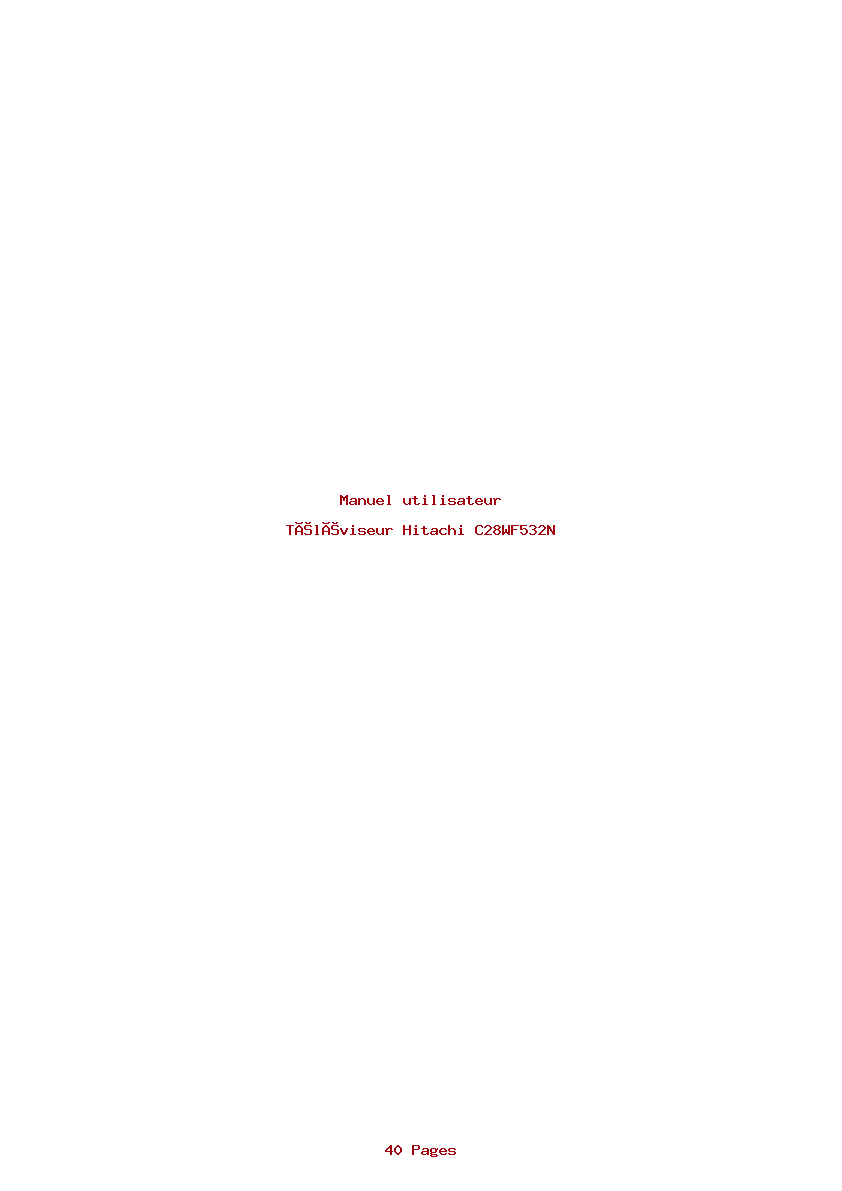 Page 1 de la notice Manuel utilisateur Hitachi C28WF532N