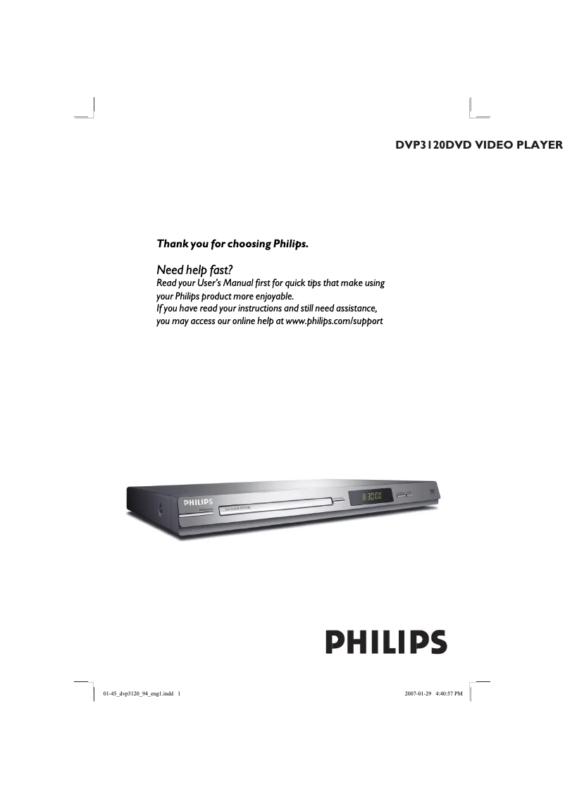 Page n°1 - Mode d'emploi Philips DVP3120X