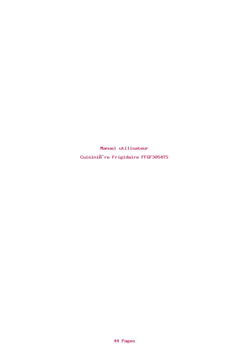 Page 1 de la notice Manuel utilisateur Frigidaire FFGF3054TS
