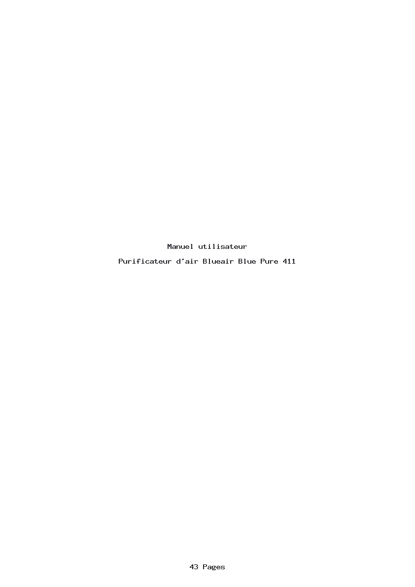 Page 1 de la notice Manuel utilisateur Blueair Blue Pure 411