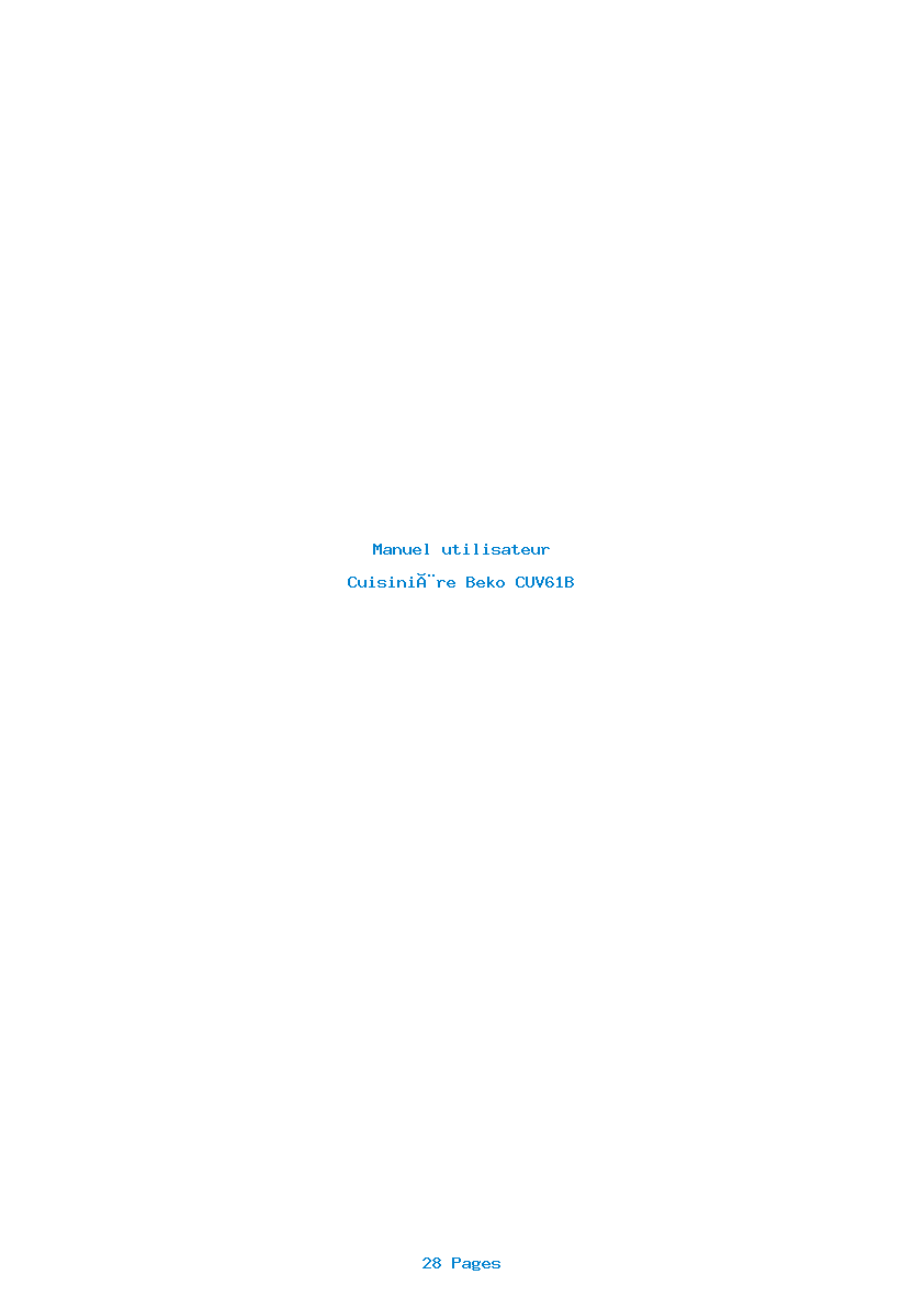 Page 1 de la notice Manuel utilisateur Beko CUV61B