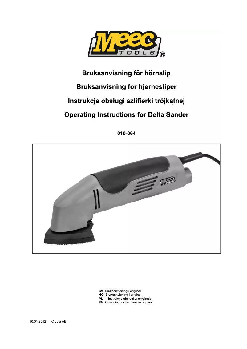 Page 1 de la notice Manuel utilisateur Meec Tools 010-064