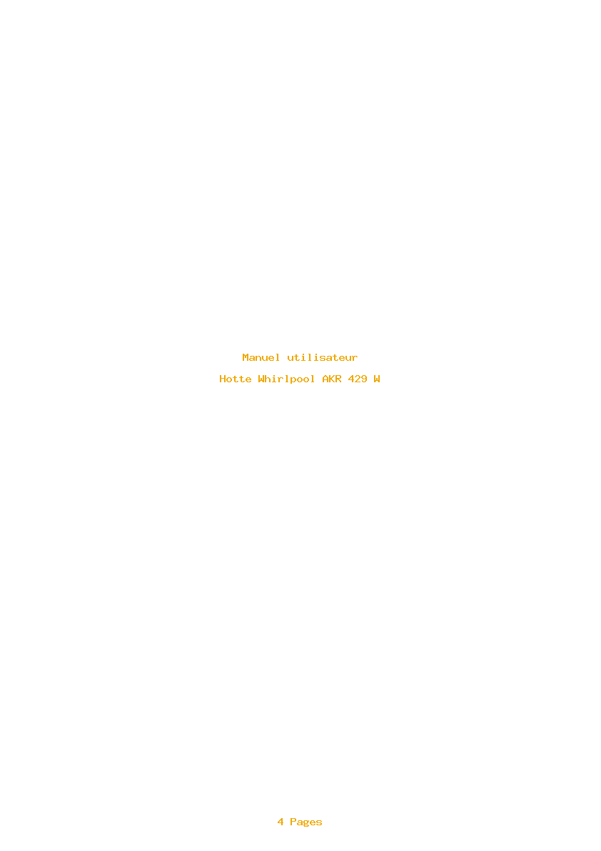 Page 1 de la notice Manuel utilisateur Whirlpool AKR 429 W