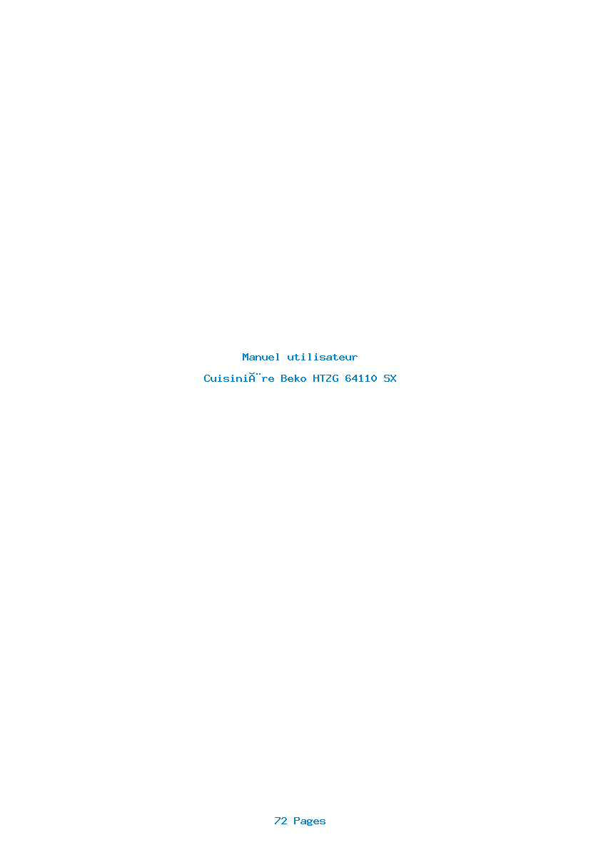 Page 1 de la notice Manuel utilisateur Beko HTZG 64110 SX