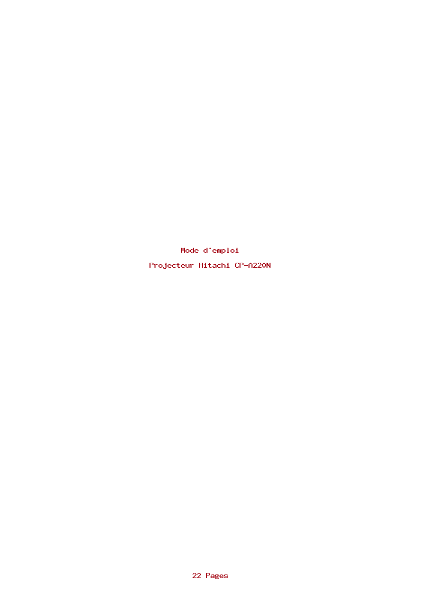 Page 1 de la notice Mode d'emploi Hitachi CP-A220N