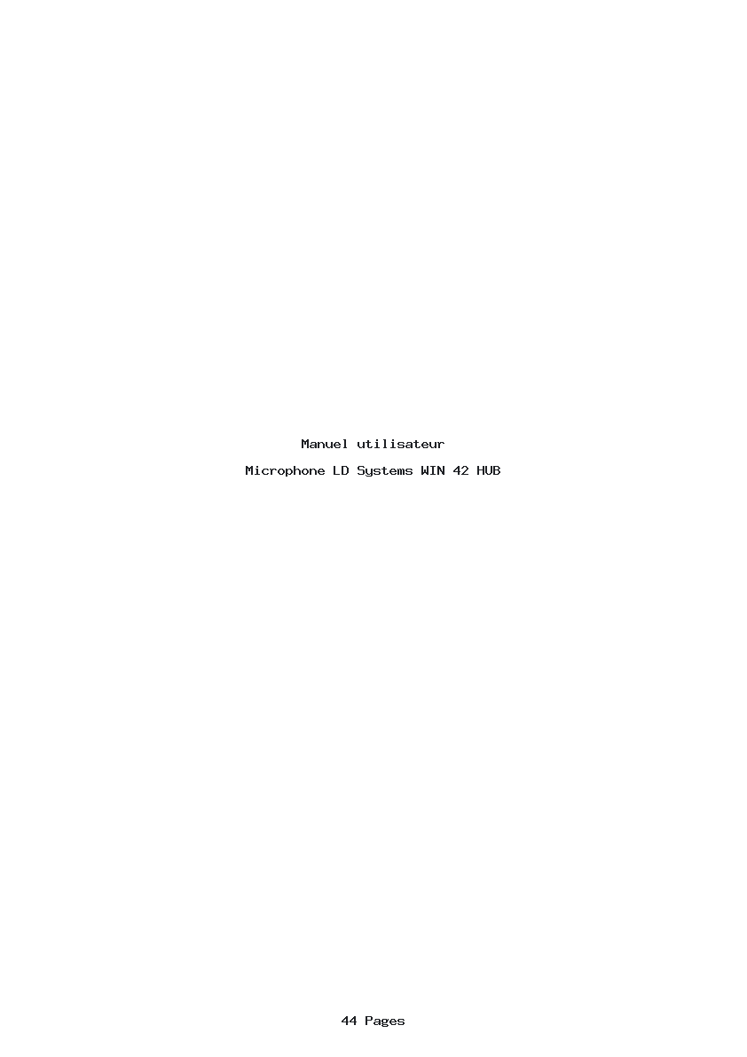 Page 1 de la notice Manuel utilisateur LD Systems WIN 42 HUB
