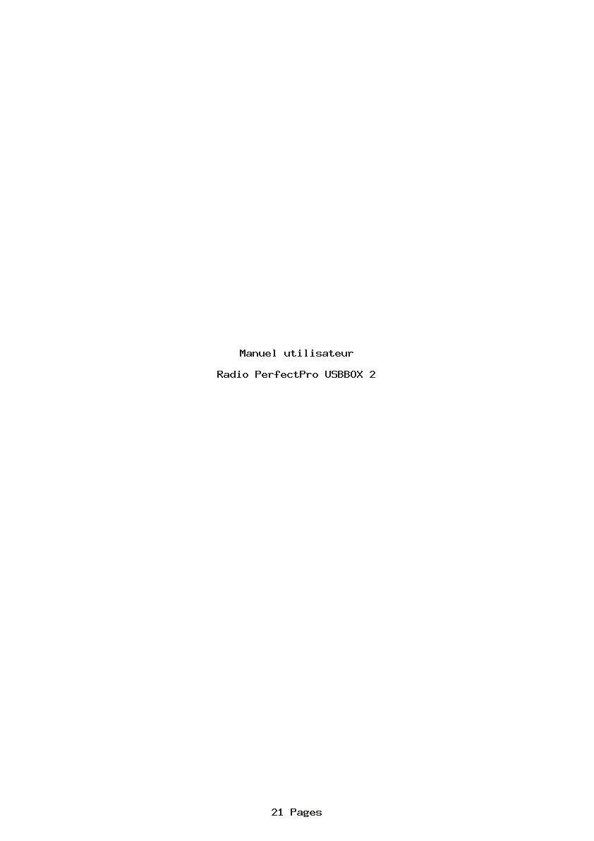 Page 1 de la notice Manuel utilisateur PerfectPro USBBOX 2