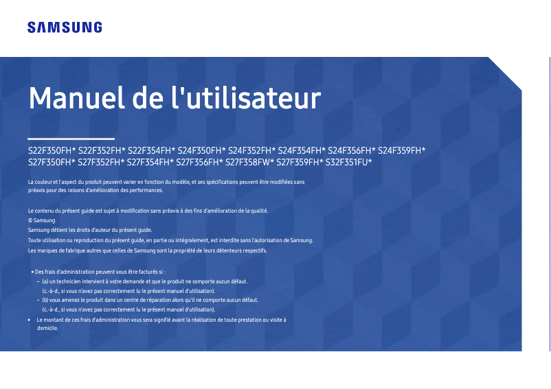 Page 1 de la notice Manuel utilisateur Samsung LS27F350FHNXZA