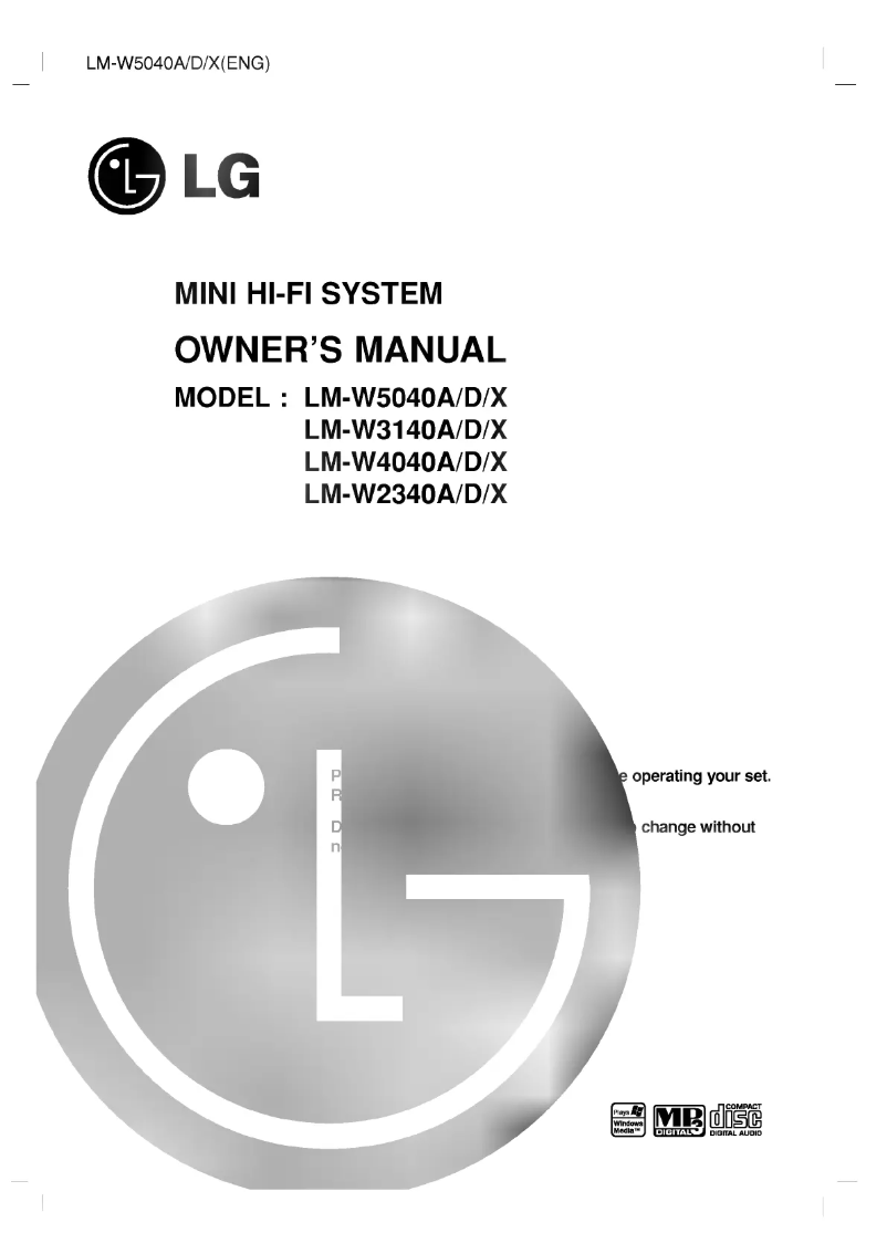 Page 1 de la notice Manuel utilisateur LG LM-W5040A