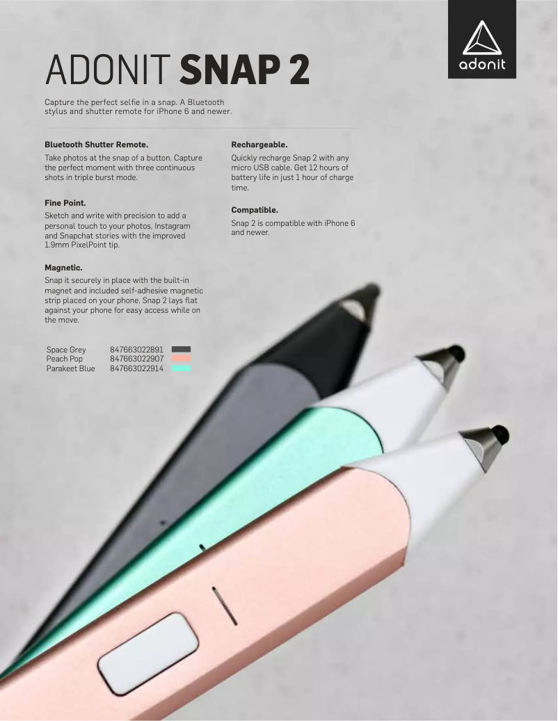 Page 1 de la notice Manuel utilisateur Adonit Snap 2