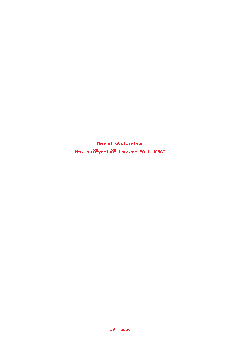 Page 1 de la notice Manuel utilisateur Monacor PA-1140RCD