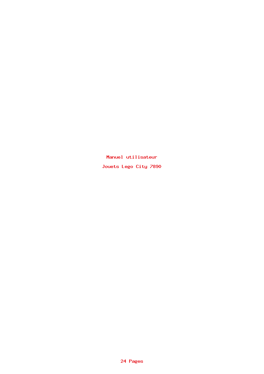 Page 1 de la notice Manuel utilisateur Lego City 7890