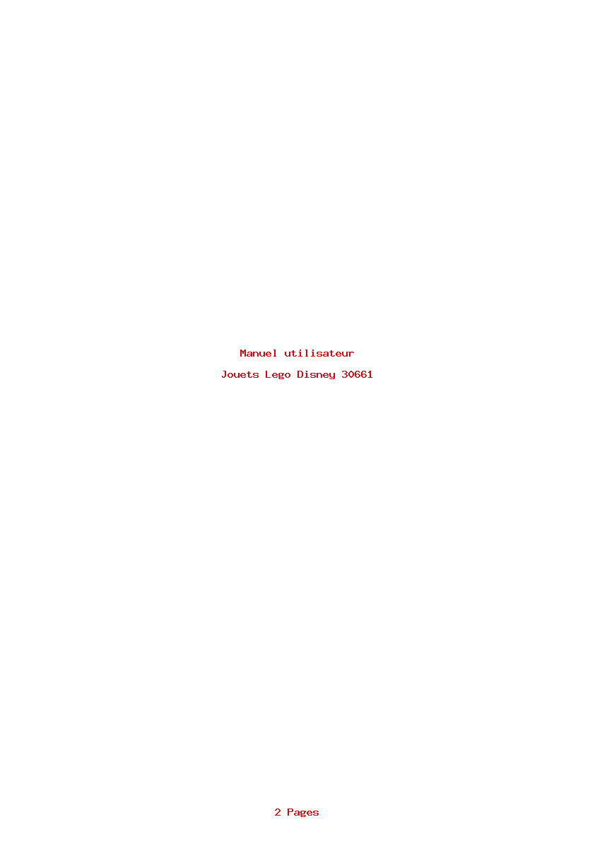 Page 1 de la notice Manuel utilisateur Lego Disney 30661