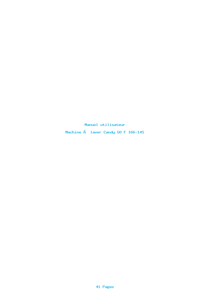 Page 1 de la notice Manuel utilisateur Candy GO F 166-14S