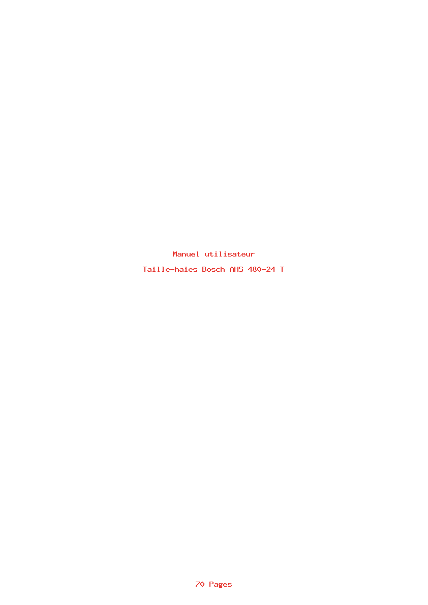 Page 1 de la notice Manuel utilisateur Bosch AHS 480-24 T