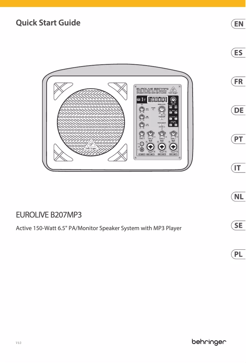 Página 1 del manual Guía de inicio rápido Behringer B207MP3