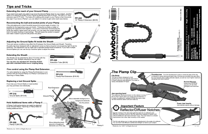 Page 1 de la notice Manuel utilisateur Wimberley PP-400