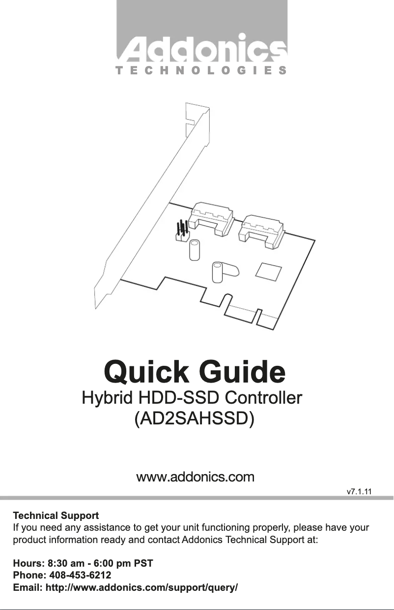 Page 1 de la notice Manuel utilisateur Addonics AD2SAHSSD