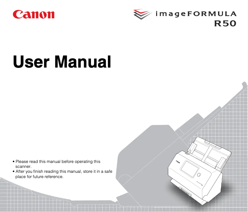 Page 1 de la notice Manuel utilisateur Canon imageFORMULA R50