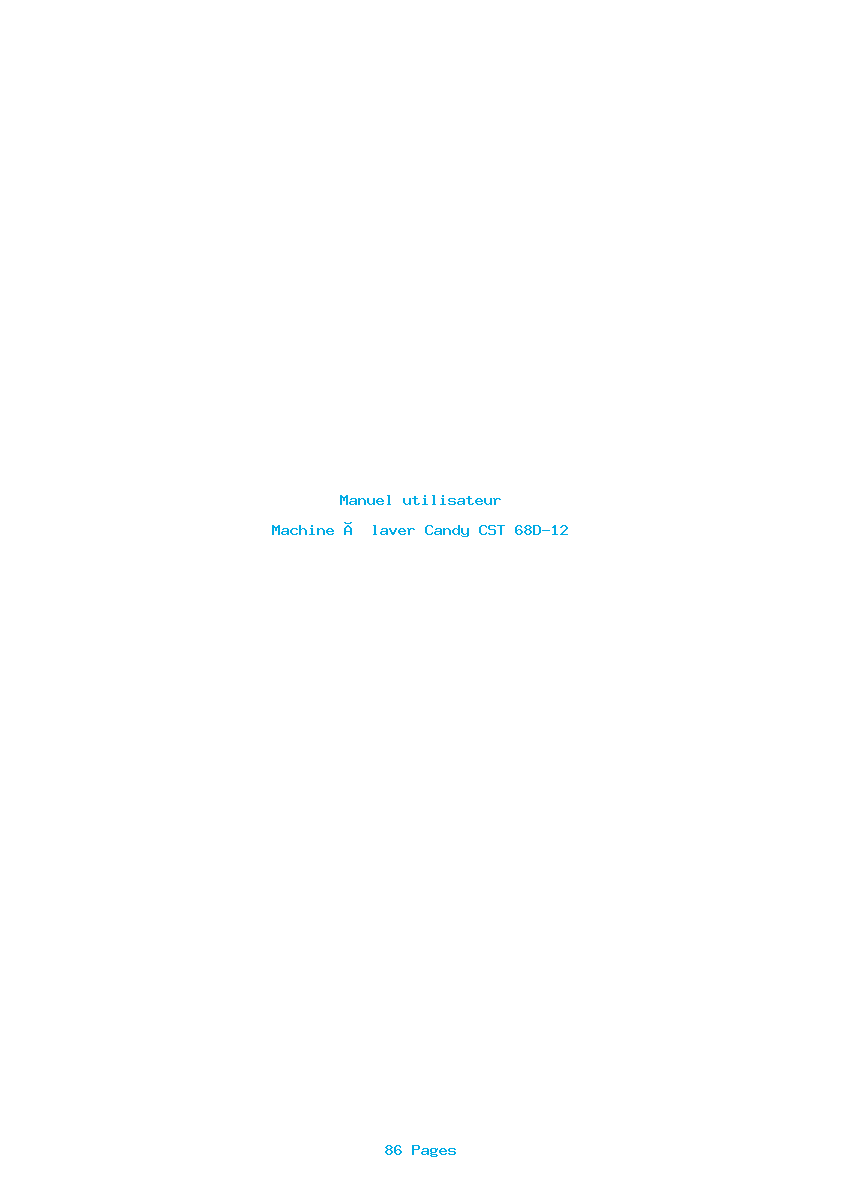 Page 1 de la notice Manuel utilisateur Candy CST 68D-12