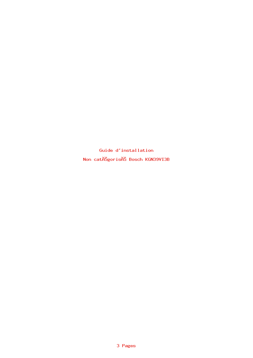 Page 1 de la notice Guide d'installation Bosch KGN39VI3B