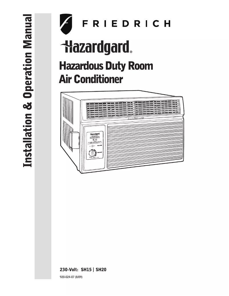 Page 1 de la notice Manuel utilisateur Friedrich Hazardgard SH15M30