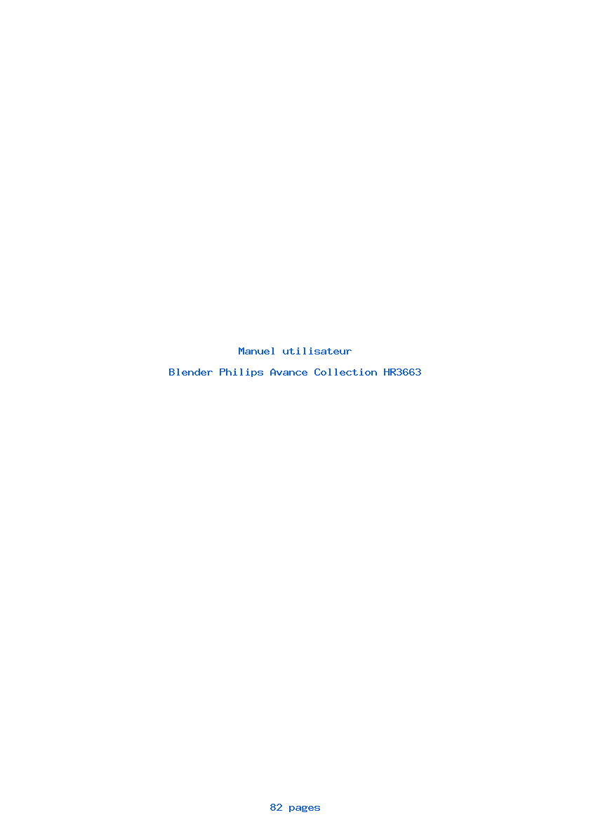 Page 1 de la notice Manuel utilisateur Philips Avance Collection HR3663