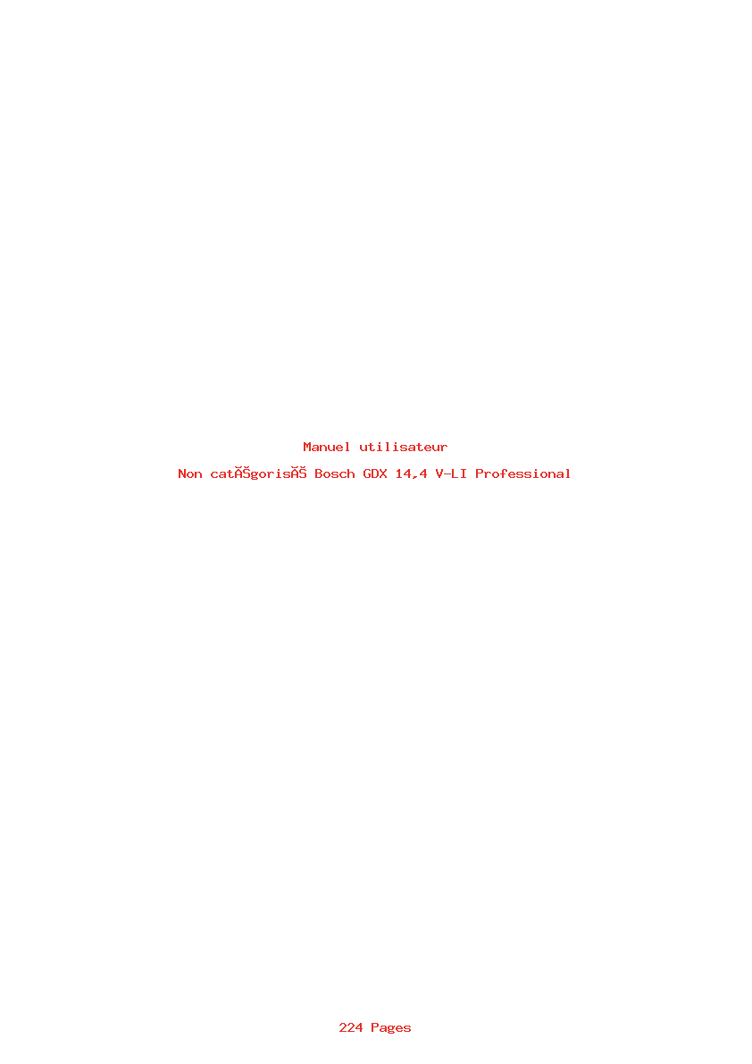 Page 1 de la notice Manuel utilisateur Bosch GDX 14,4 V-LI Professional
