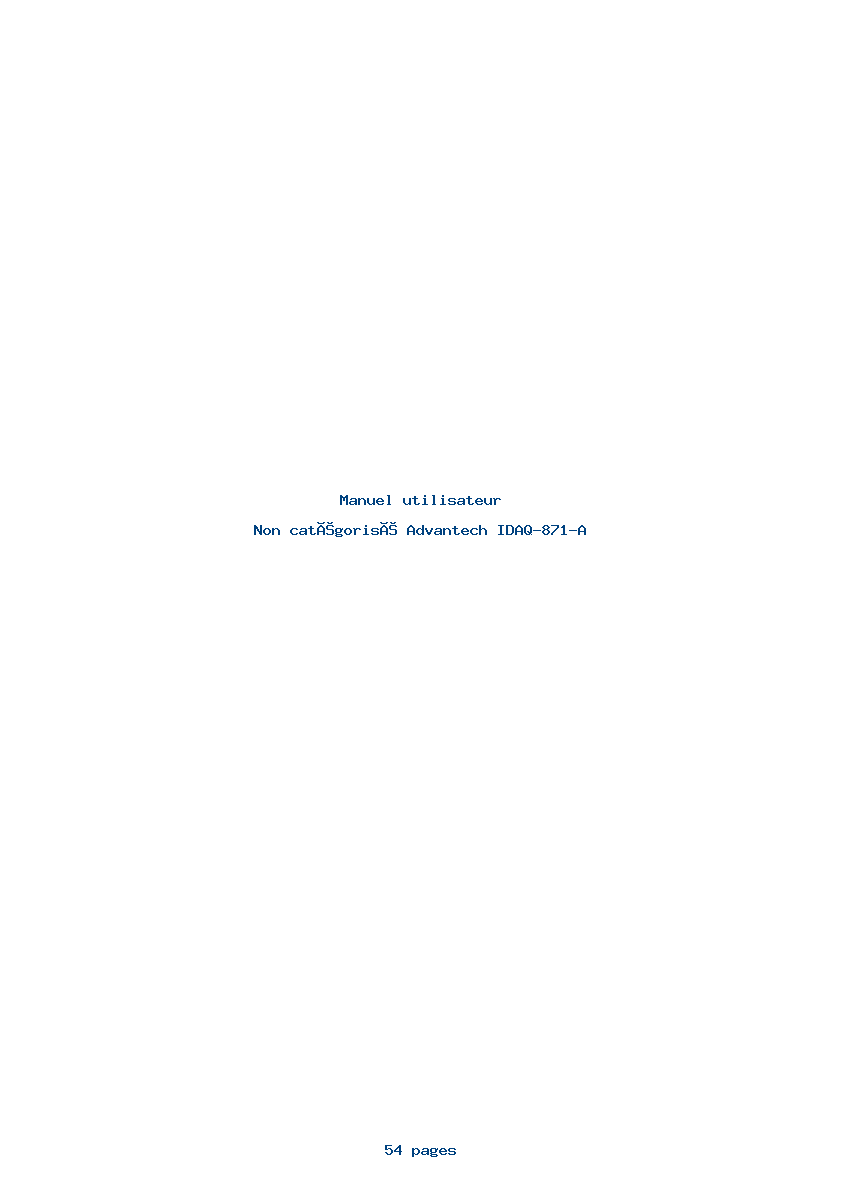 Page 1 de la notice Manuel utilisateur Advantech IDAQ-871-A