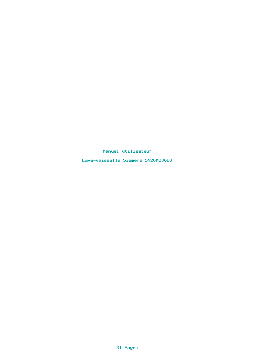 Page 1 de la notice Manuel utilisateur Siemens SN26M230EU