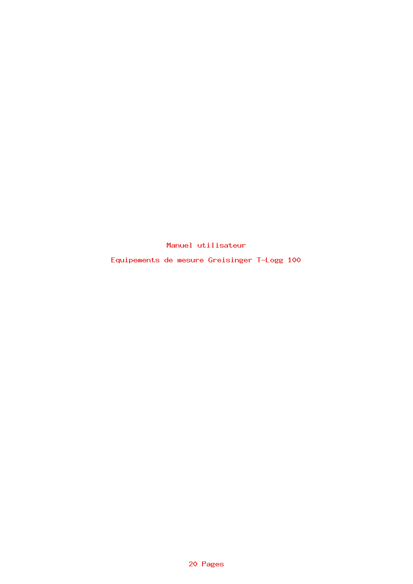 Page 1 de la notice Manuel utilisateur Greisinger T-Logg 100